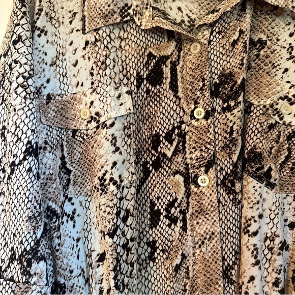 Millenium Dress Animal Print Shift Elastic Tie Waist Snakeskin  3/4 Sleeve Sz XL - Picture 5 of 11